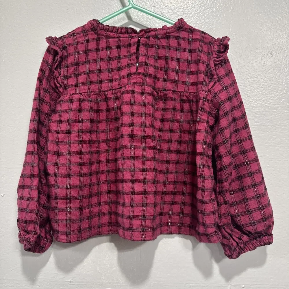 Girls Clothes Glitter Star Dress, Tutu Skirt and Plaid Top Size 4-5 Pink Blue